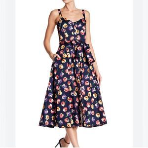 Rachel by Rachel Roy Clara fit & flair dress navy blue midi waist tied size 20 w